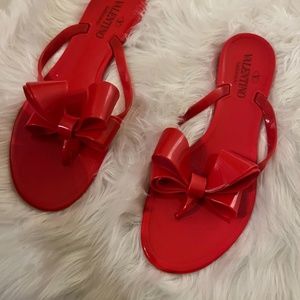 Valentino Red Bow Jelly Sandals